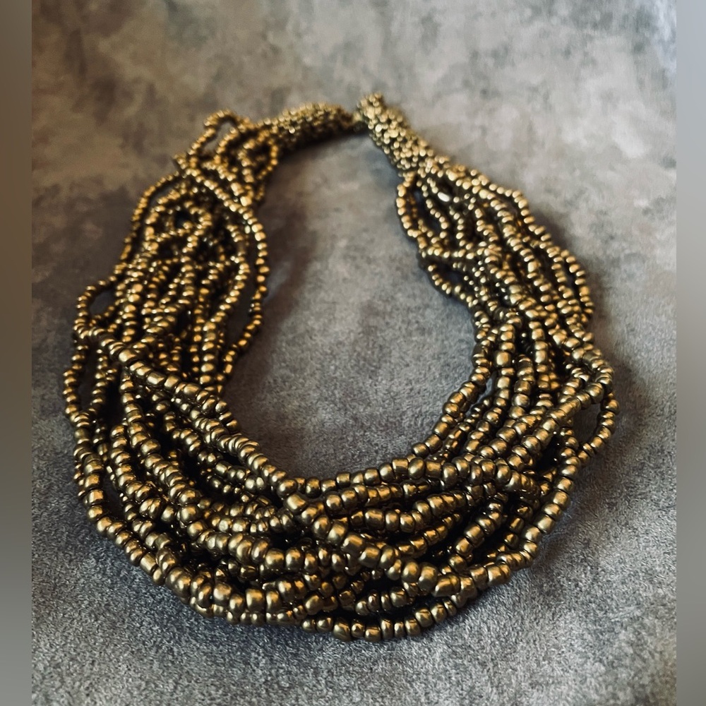 Thick gold beaded necklace